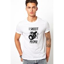 Qivi I Shoot People Fotoğraf Makinesi Baskılı Beyaz Erkek T-shirt