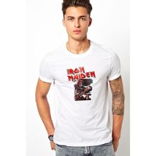 Qivi Iron Maiden Ed Force One Canavar Yolda Baskılı Beyaz Erkek T-shirt