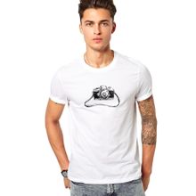 Qivi Kamera Baskılı Beyaz Erkek T-shirt