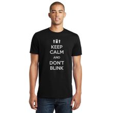 Qivi Keep Calm And Don't Blink Baskılı Siyah Erkek Örme T-shirt