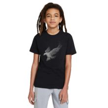 Qivi Kel Kartal Kuşu Kanatları Parçacıklar Baskılı Unisex Çocuk Siyah T-shirt