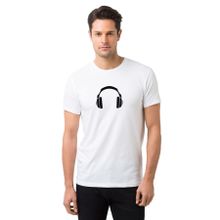 Qivi Kulaklık Baskılı Beyaz Erkek T-shirt