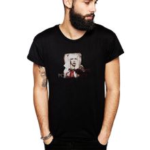 Qivi Lady Gaga Poker Face Baskılı Siyah Erkek Örme T-shirt