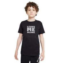 Qivi Leave Me Alone Baskılı Siyah Unisex Çocuk T-shirt