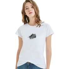 Qivi Leopar Baskılı Beyaz Kadın Örme T-shirt
