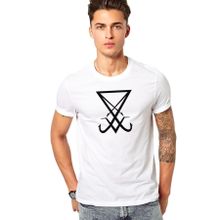 Qivi Lucifer Sigil 2 Baskılı Beyaz Erkek T-shirt