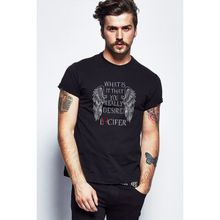 Qivi Lucifer What Is It That You Baskılı Siyah Erkek Örme T-shirt
