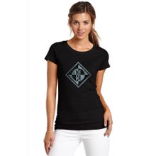 Qivi Machine Head Baskılı Siyah Örme Kadın T-shirt
