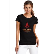 Qivi Major Cs Go 2 Champion Baskılı Siyah Örme Kadın T-shirt