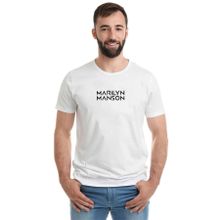 Qivi Marilyn Manson Baskılı Beyaz Erkek T-shirt
