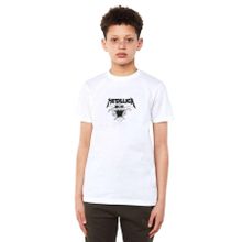 Qivi Metallica Kurukafa Baskılı Unisex Çocuk Beyaz T-shirt