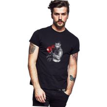 Qivi Mike Tyson İmza Boks Baskılı Siyah Erkek Örme T-shirt