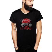 Qivi Motorsiklet Club Ride Or Die Baskılı Siyah Erkek Örme T-shirt