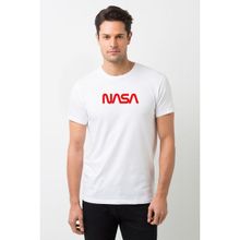 Qivi Nasa Kırkızı Baskılı Beyaz Erkek T-shirt