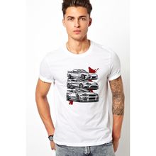 Qivi Nissan Skyline R34 Gtr Toyota Supra Baskılı Beyaz Erkek Örme T-shirt