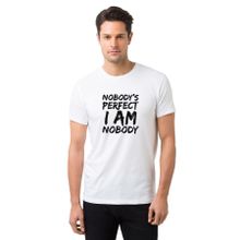 Qivi Nobodys Perfect I Am Nobody Baskılı Beyaz Erkek Örme T-shirt