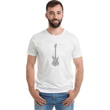 Qivi Notalar Gitar Music Baskılı Beyaz Erkek Örme T-shirt