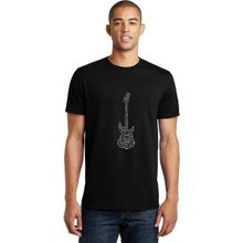 Qivi Notalar Gitar Music Baskılı Siyah Erkek Örme T-shirt