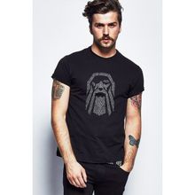 Qivi Odin Vikings Vintage Baskılı Siyah Erkek Örme T-shirt