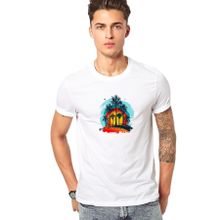Qivi Palmiye Ağaçları Malibu Soyut Alacakaranlıkta Ada Baskılı Beyaz Erkek T-shirt