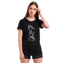 Qivi Paris Eiffel Tower Baskılı Siyah Kadın Örme T-shirt