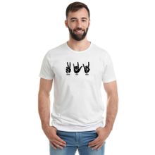 Qivi Peace Love Rock Baskılı Beyaz Erkek T-shirt