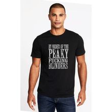 Qivi Peaky Blinders Tommy Shelby By Order Baskılı Siyah Erkek Örme T-shirt