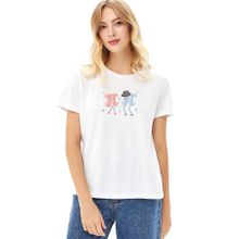 Qivi Pi Kadın Erkek Baskılı Beyaz Kadın Örme T-shirt
