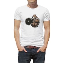 Qivi Pitbull Body Building Baskılı Beyaz Erkek T-shirt