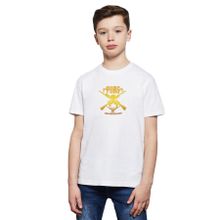 Qivi Pubg Kurukafa Sarı Baskılı Unisex Çocuk Beyaz T-shirt
