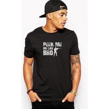Qivi Pubg Peek Me On Lan Bro Baskılı Siyah Erkek Örme T-shirt