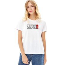Qivi Red Dead Beyaz Logo Baskılı Beyaz Örme Kadın T-shirt