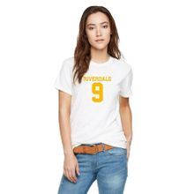 Qivi RF0514-KDNTS Riverdale 9 Baskılı Beyaz Örme Kadın T-shirt