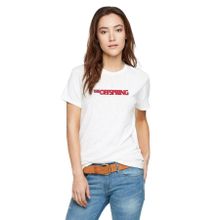 Qivi RF1132-KDNTS The Offspring Baskılı Beyaz Örme Kadın T-Shirt