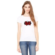 Qivi Riot Logo Baskılı Beyaz Örme Kadın T-shirt