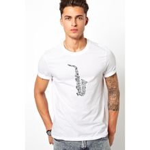 Qivi Saksafon Baskılı Beyaz Erkek T-shirt