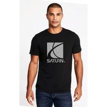 Qivi Saturn Baskılı Siyah Erkek Örme T-shirt