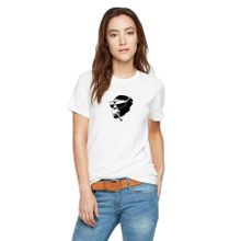 Qivi Sempanze Baskılı Beyaz Örme Kadın T-shirt