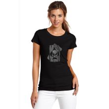 Qivi SFK0458KDNTS Motörhead İskambil Kurukafa Rock Metal Müzik Baskılı Siyah Örme Kadın T-shirt