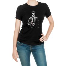 Qivi SFK0490KDNTS Dare Baskılı Siyah Örme Kadın T-shirt