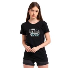 Qivi SFK0561KDNTS Supra Jza80 Baskılı Siyah Örme Kadın T-shirt