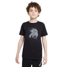 Qivi SFK0590-COCTS Astronot Dünyadan Uzaya Yolculuk Baskılı Unisex Çocuk Siyah T-shirt