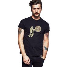 Qivi SFK0599ERKTS Astronot Cleaner Baskılı Siyah Örme Erkek T-shirt