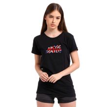 Qivi SFK0796KDNTS Arctic Monkeys Flag Baskılı Siyah Örme Kadın T-shirt