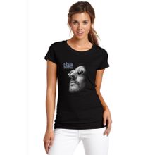 Qivi SFK0873KDNTS Leon Baskılı Siyah Örme Kadın T-shirt