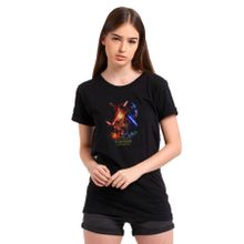 Qivi SFK0896KDNTS Star Wars Afiş Baskılı Siyah Örme Kadın T-shirt