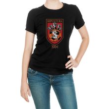 Qivi SFK2395KDNTS The Rock Logo Baskılı Siyah Örme Kadın T-shirt