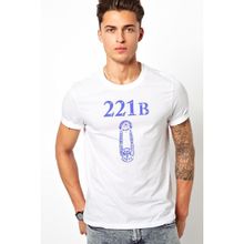 Qivi Sherlock Holmes Baskılı Beyaz Erkek T-shirt