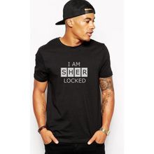 Qivi Sherlock Holmes Decal Sticker Sherlocked Baskılı Siyah Erkek Örme T-shirt