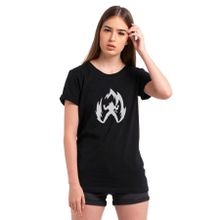 Qivi Silhouette Dragon Ball 2 Baskılı Siyah Kadın Örme T-shirt